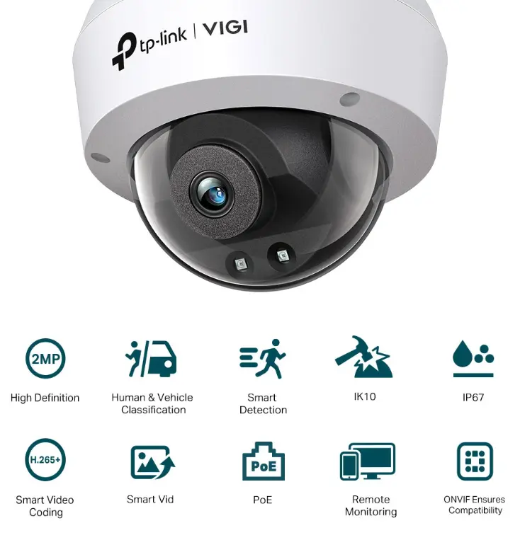 TP-LINK VIGI C220I - VIGI 2MP IR Dome Network Camera (2.8MM) 2MP 紅外線球型網路攝影機