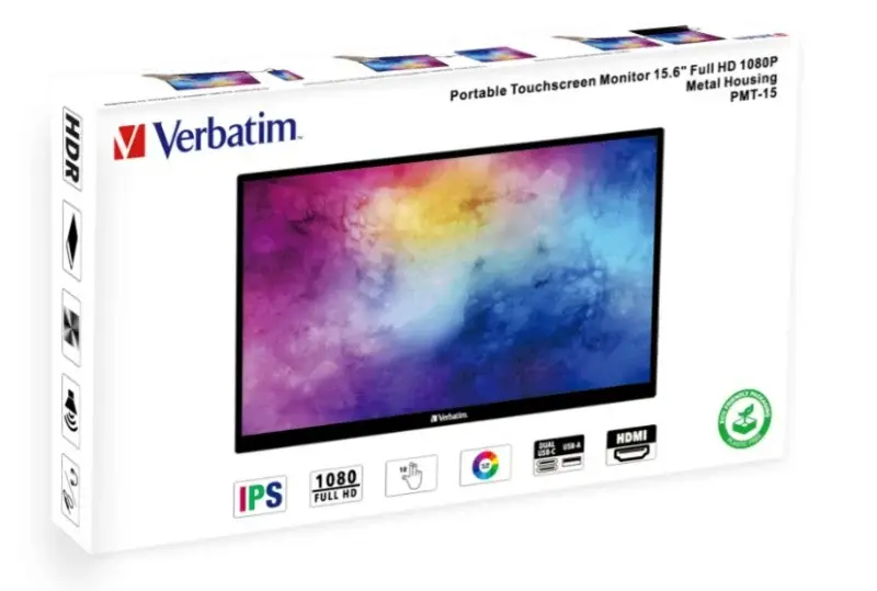 比較產品 Verbatim 15.6吋便攜式觸控螢幕顯示器 1080p 金屬外殼 (PMT-15) 49592