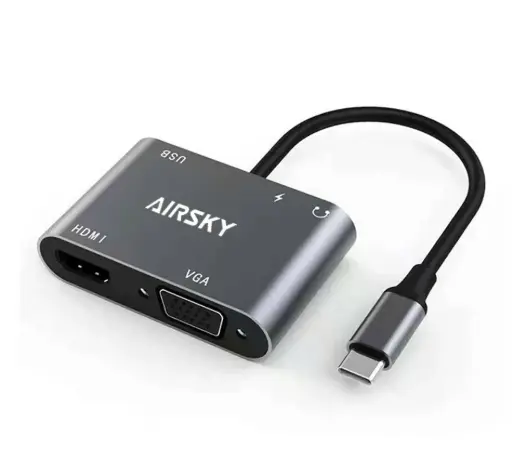 AIRSKY HC-11 5 IN 1 TYPE-C HUBS (HDMI 4k30Hz + VGA + USB + usb-c PD100W + 3.5mm AUDIO)