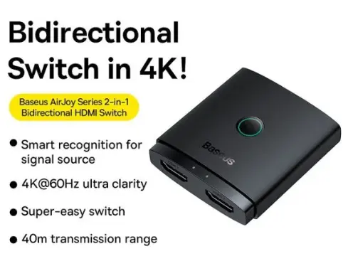 Baseus BS-OH114 Series 2-in-1 Bidirectional HDMI Switch Cluster Black