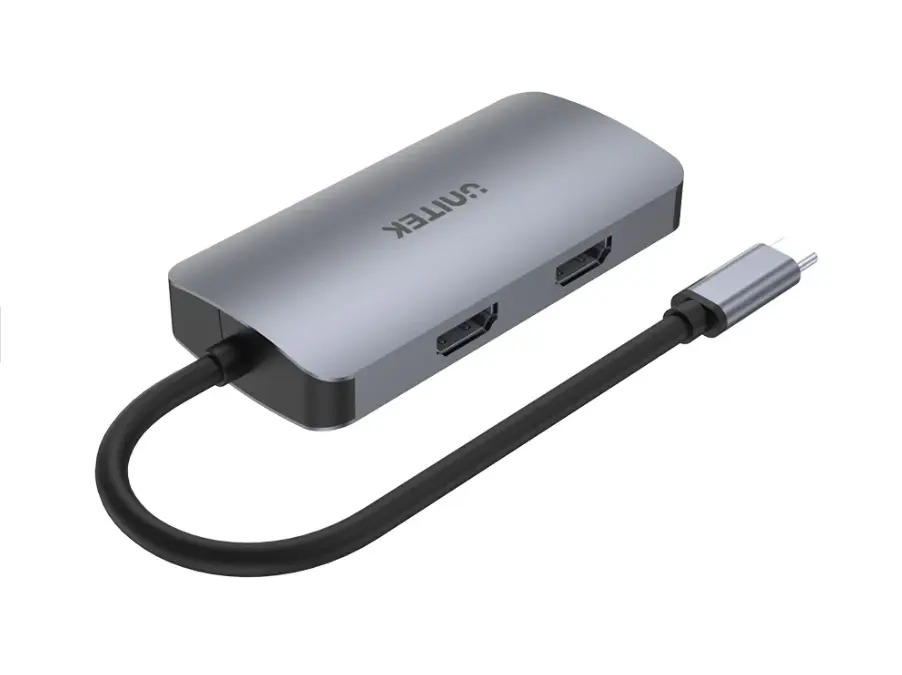 UNITEK uHUB P5 5 合 1 多媒體 USB-C Hub ( 2 x HDMI 4K30Hz + VGA 1080P60Hz + USB-C PD100W + USB ) D1051A