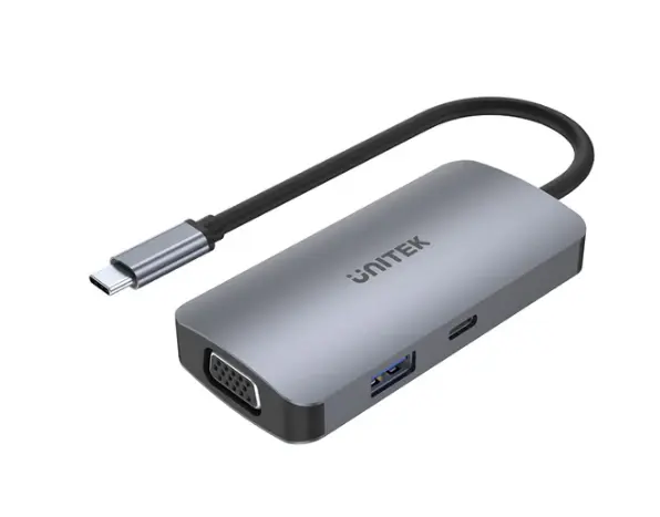 UNITEK D1051A uHUB P5 5 合 1 多媒體 USB-C Hub ( 最多分訊到三個額外顯示器 2 x HDMI 4K30Hz + VGA + TYPE-C PD100W + USB )