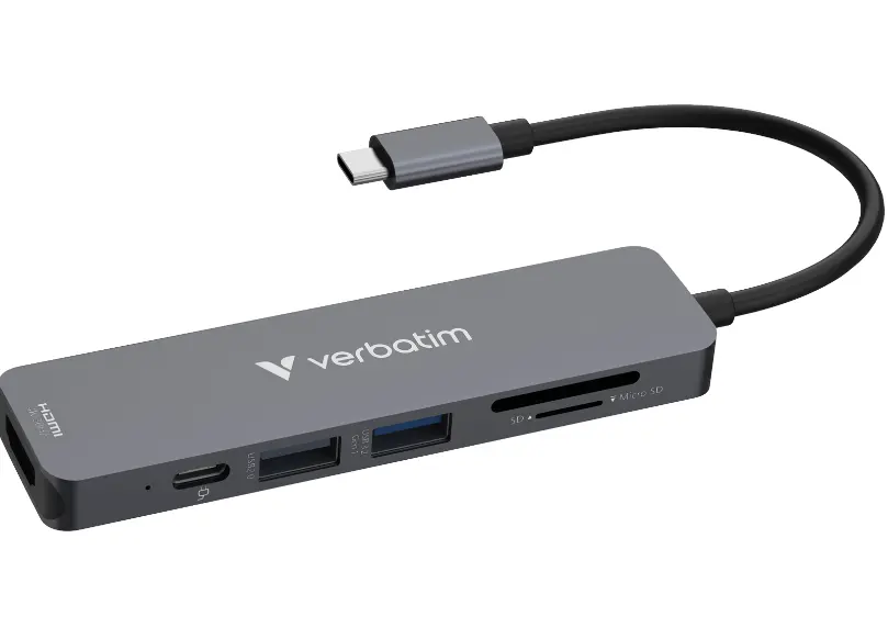 VERBATIM Essentials USB-C 6端口擴展器 32156 ( HDMI 4K30HZ + SD / MICRO SD CARD READER + 2 x USB + TYPE-C PD100W )