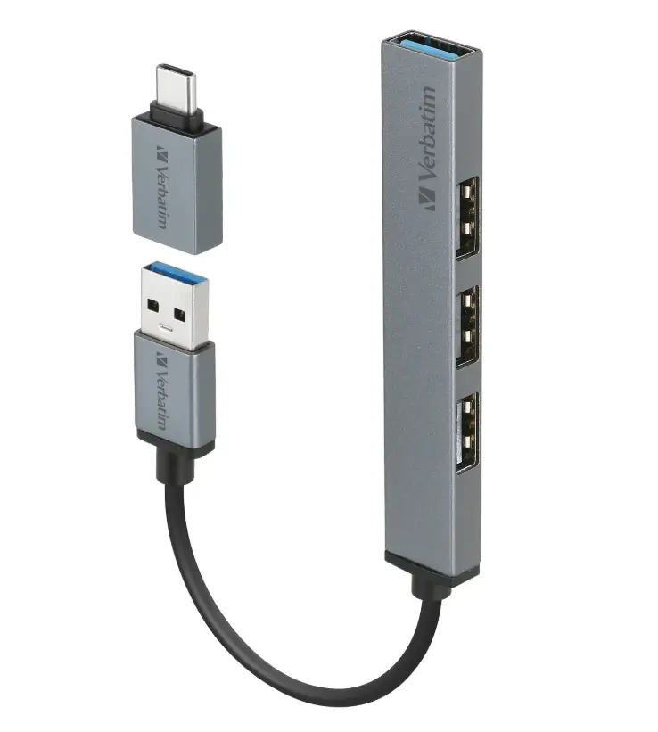 VERBATIM 4合1 USB 3.2 Gen 1擴展器 (連USB 3.2 Gen 1 Type C 轉接器) 66866