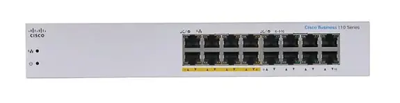 Cisco Business CBS110 16-Port Gigabit (8-Port with PoE, total 64W) PoE Switch