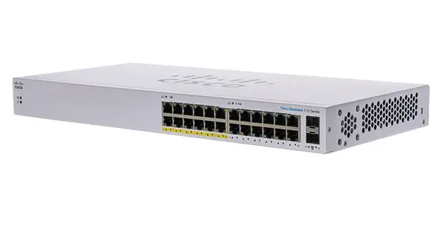 Cisco CBS110 24-Port Gigabit (12-Port with PoE, total 100W) + 2-Port Gigabit SFP Uplink (與網絡接口 Combo) 非網管交換機