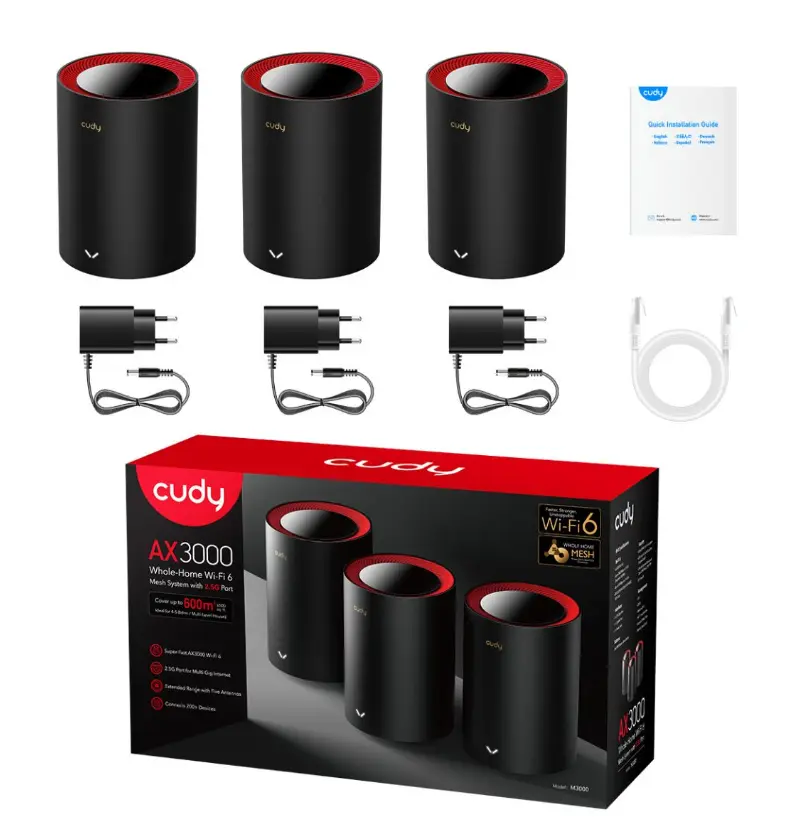 CUDY 2.5G DUAL BAND WI-FI 6 MESH SYSTEM M3000 3-PACK  M3000-3P AX3000